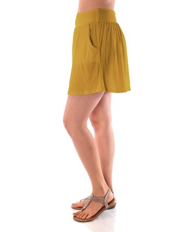 DFF Shop Women's High Waist Shirring Mini Skirt with Pockets (Size: S - 5X) Mustard $14.39 Skirts