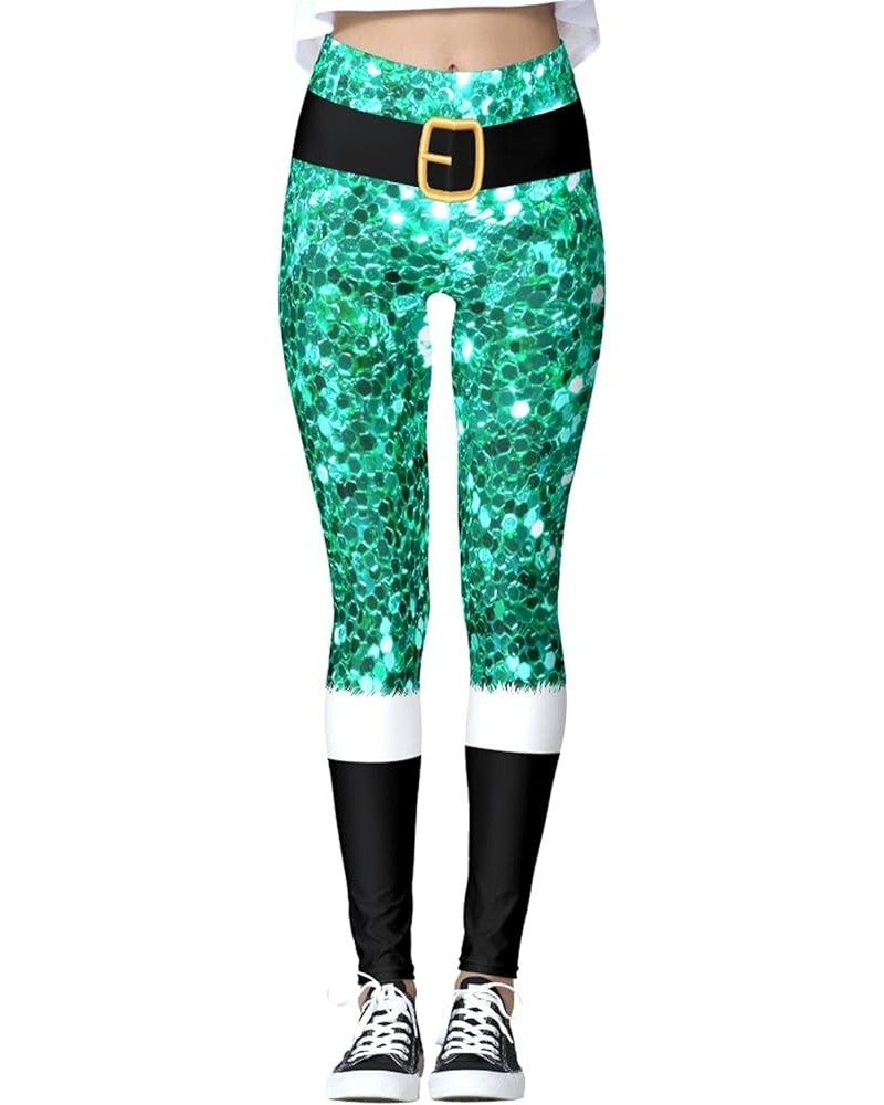 Women's Satan Cluas Ugly Christmas Xmas Leggings Funny Costume Tights Green Santa Cluas $11.76 Leggings