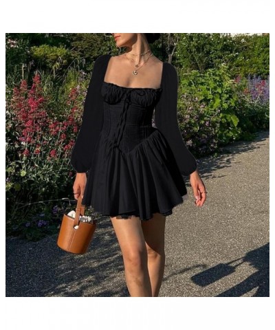 Women Y2k Fairy Tube Mini Dress Off Shoulder Cute Strapless Backless Tunic Top Dress Ruffle Flare A Line Sundress Black*1 $15...