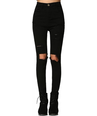 Women's Casual High Waist Ripped Skinny Jeans Distressed Denim Pants Black 8 $25.79 Jeans