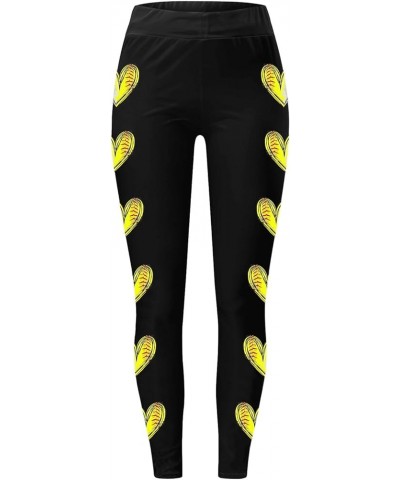 Womens Football Print Leggings High Waisted Game Day Football Baseball Mom Yoga Pants Workout Gym Stretchy Athletic Tights Z0...