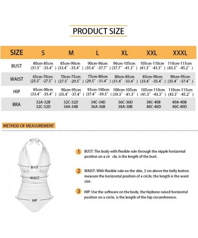 Womens Tummy Control Bathing Suit Sexy One Piece Swimsuits Slimming Halter Ruched Swimwear Piano Keys Music Notes $17.97 Swim...