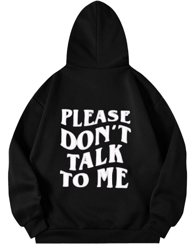 Please Don'T Talk To Me Hoodies For Women Graphic Letter Print Casual Pullover Long Sleeve Loose Tops Sweatshirts With Pocket...