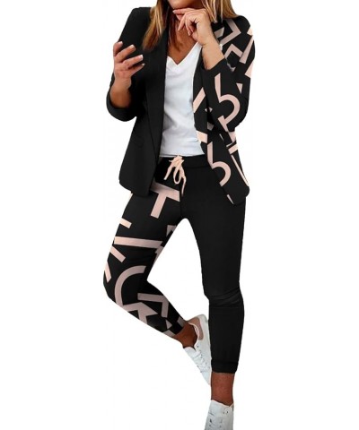 Womens Business Work Suit Set Open Front Blazer and Pants for Office Lady Slim Fit Elastic Pant 2 Piece Outfits 003black $16....