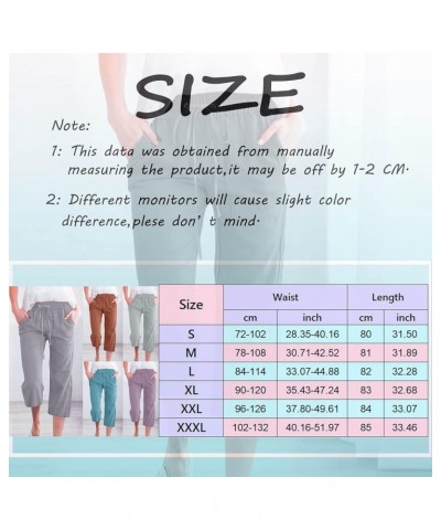 Linen Pants Women Petite, Womens Summer Plus Size Wide Leg Capri Pants Casual Elastic with Pockets Loose Pants Z1-army Green ...