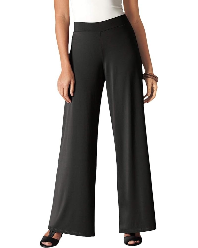 Women's Plus Size Knit Palazzo Pant Wide Leg Stretch Dress Pants Black $16.45 Pants