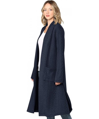Women's Casual Cozy Braided Open Front Long Pocket Cardigan Sweater Wsk2331_navy $13.61 Sweaters