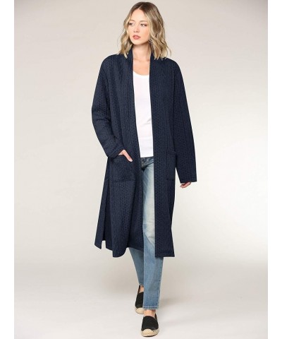 Women's Casual Cozy Braided Open Front Long Pocket Cardigan Sweater Wsk2331_navy $13.61 Sweaters