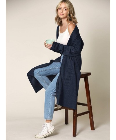 Women's Casual Cozy Braided Open Front Long Pocket Cardigan Sweater Wsk2331_navy $13.61 Sweaters