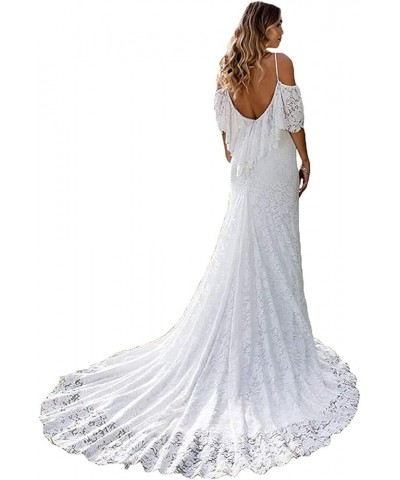 Women's Elegant Beach Wedding Dresses for Bride 2023 Lace Bohemian Wedding Dresses Long Satin Bridal Gowns G-ivory $43.73 Dre...