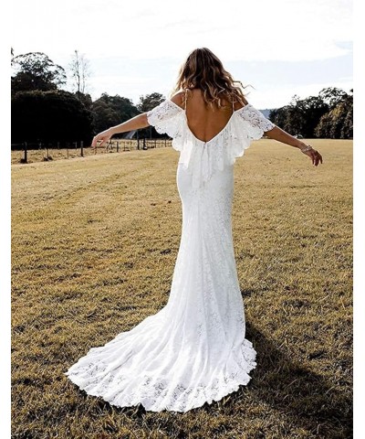 Women's Elegant Beach Wedding Dresses for Bride 2023 Lace Bohemian Wedding Dresses Long Satin Bridal Gowns G-ivory $43.73 Dre...