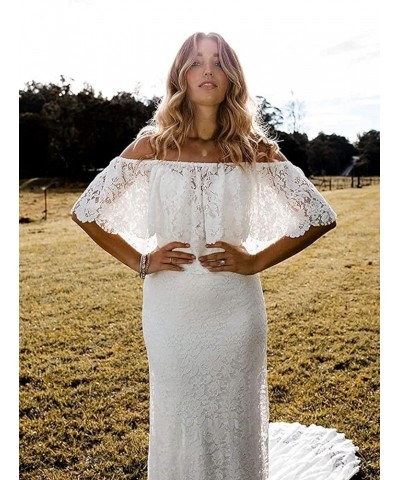 Women's Elegant Beach Wedding Dresses for Bride 2023 Lace Bohemian Wedding Dresses Long Satin Bridal Gowns G-ivory $43.73 Dre...