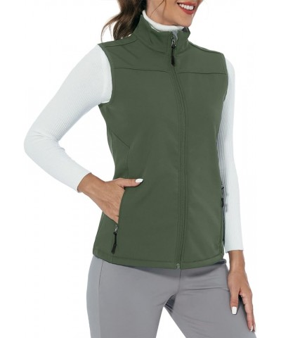 Fleece Lined Vests For Women Lightweight Vest Jacket Windproof For Golf Runnig Hiking Army Green $13.80 Vests
