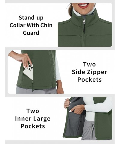 Fleece Lined Vests For Women Lightweight Vest Jacket Windproof For Golf Runnig Hiking Army Green $13.80 Vests