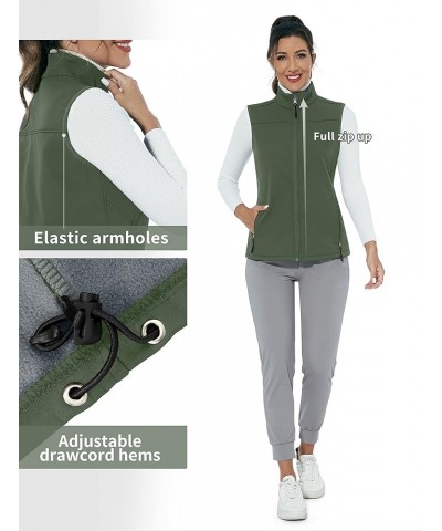 Fleece Lined Vests For Women Lightweight Vest Jacket Windproof For Golf Runnig Hiking Army Green $13.80 Vests