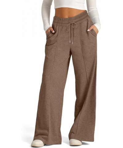 Womens Cargo Sweatpants Wide Leg Pants for Women High Waisted Lounge Baggy Jogger with Pockets Outifits Ab-brown $8.49 Pants