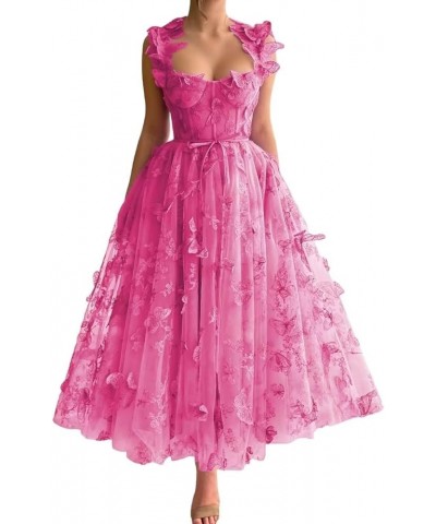 3D Flowers Homecoming Dresses for Teens Tulle Lace Appliques Sweetheart Short Prom Cocktail Dress 2023 A-hot-pink $28.67 Dresses
