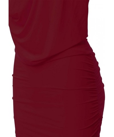 Women's Deep Sexy V-Neck Halter Backless Party Club Mini Dress (S-3XL) Burgundy $12.38 Dresses