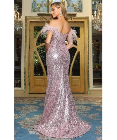 Women's Sequin Mermaid Long Feather Prom Dress 2023 Backless Formal Party Dress White $34.40 Dresses