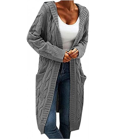 Long Cardigan Sweaters for Women Trendy Plus Size Chunky Cable Knit Coats with Pocket Fall Winter Open Front Cardigans 09*gra...