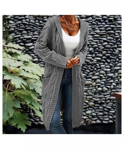 Long Cardigan Sweaters for Women Trendy Plus Size Chunky Cable Knit Coats with Pocket Fall Winter Open Front Cardigans 09*gra...