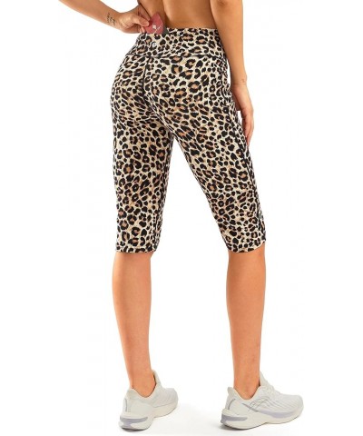 Women's Knee Length Capri Leggings with Pockets High Waisted Workout Exercise Yoga Capris Pants for Women Leopard $15.59 Legg...