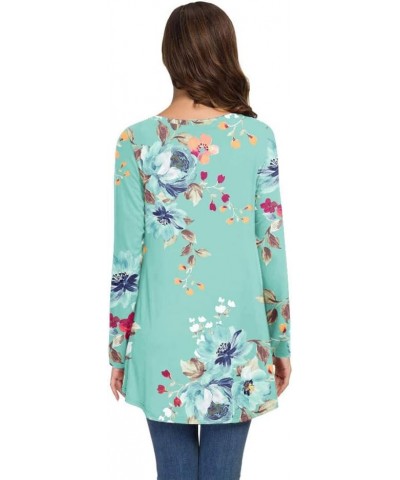 Women's Fall Long Sleeve V-Neck T-Shirt Sleepwear Tunic Tops Blouse Shirts 53 Flower Mint Green $16.95 Tops