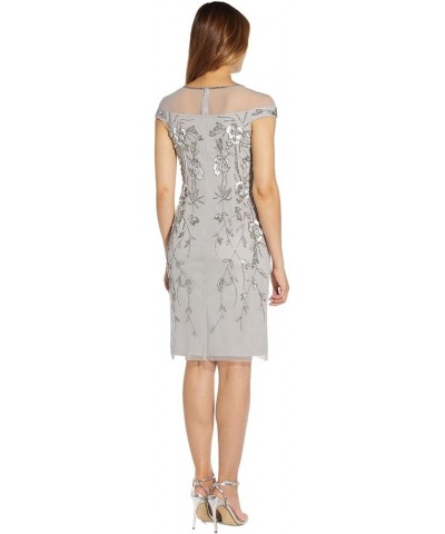 Women's Beaded Short Dress Bridal Silver $54.05 Dresses