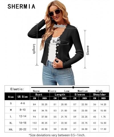 Womens Cropped Cardigan Knit Shrugs for Dresses Tops V Neck Button Down Cardigans Sweaters Black $12.50 Sweaters