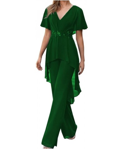 2 Pieces Mother of The Bride Pant Suits for Wedding Plus Size Mother of Groom Pant Suits Formal Outfits Green $47.31 Suits