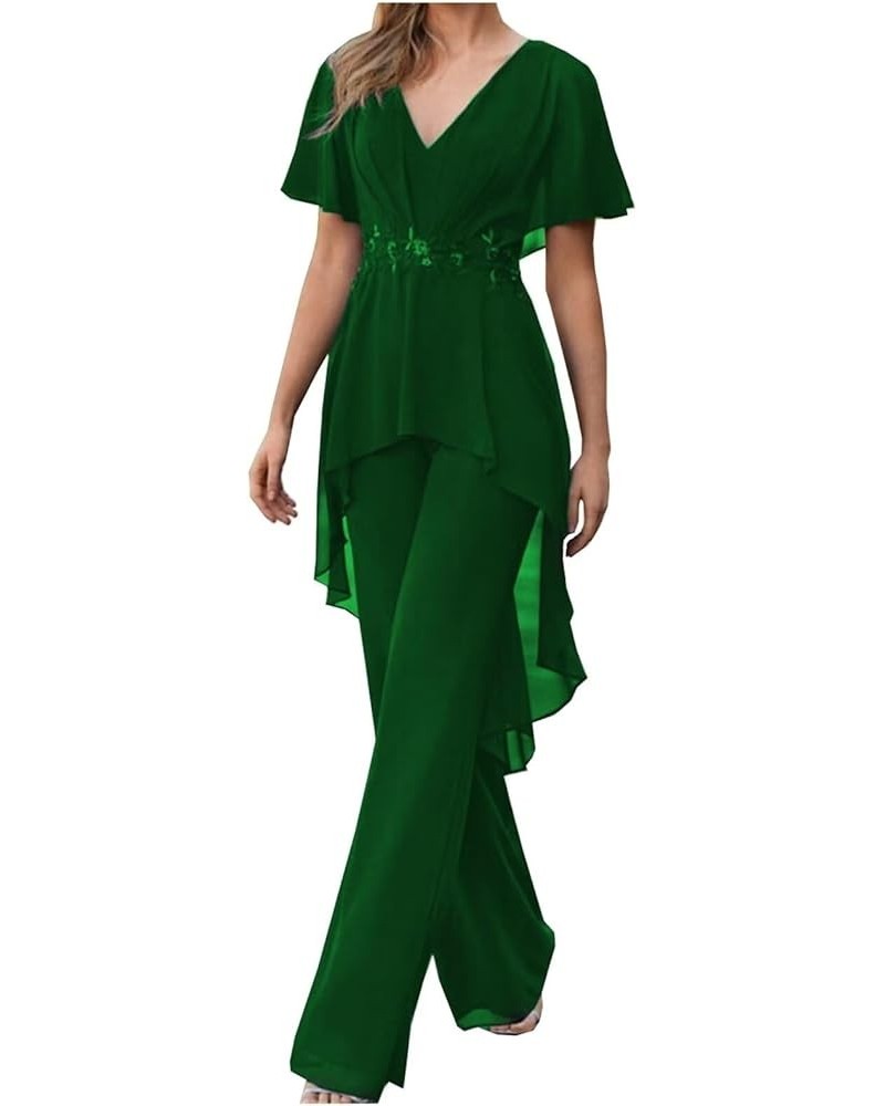 2 Pieces Mother of The Bride Pant Suits for Wedding Plus Size Mother of Groom Pant Suits Formal Outfits Green $47.31 Suits