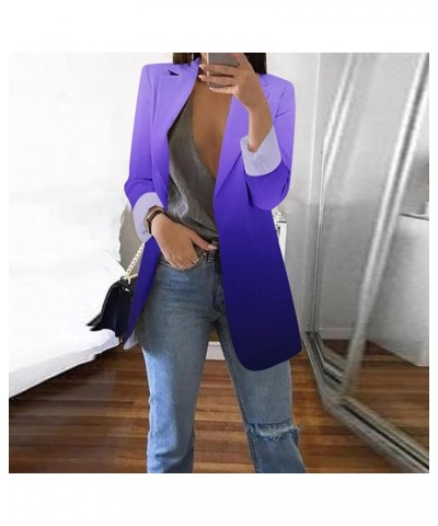 Women's Work Office Lapel Collar Stretch Jacket Suit Blazer Coats for Women Plus Size Work Office Blazer Jacket U-2-purple $1...