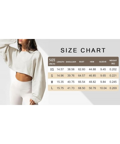 Womens Cropped Sweatshirts Long Sleeve Crop Tops Casual Pullover Hoodies Oversized Apricot $9.66 Hoodies & Sweatshirts