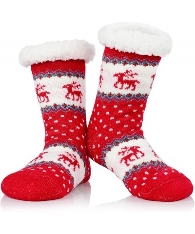Fuzzy Socks for Women House Socks Indoor Winter Warm Furry Socks Athletic Socks for Christmas G Red Deer $7.94 Activewear