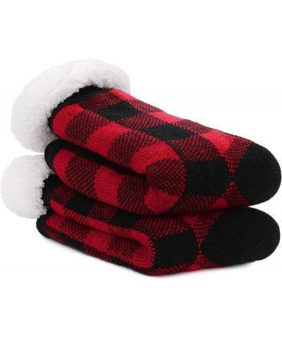 Fuzzy Socks for Women House Socks Indoor Winter Warm Furry Socks Athletic Socks for Christmas G Red Deer $7.94 Activewear