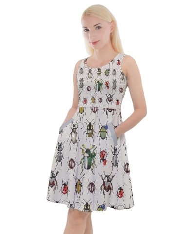 Womens Honeycombs Casual Knee Length Skater Dress with Pockets - 3XL 5X-Large Gray Watercolor $20.99 Dresses