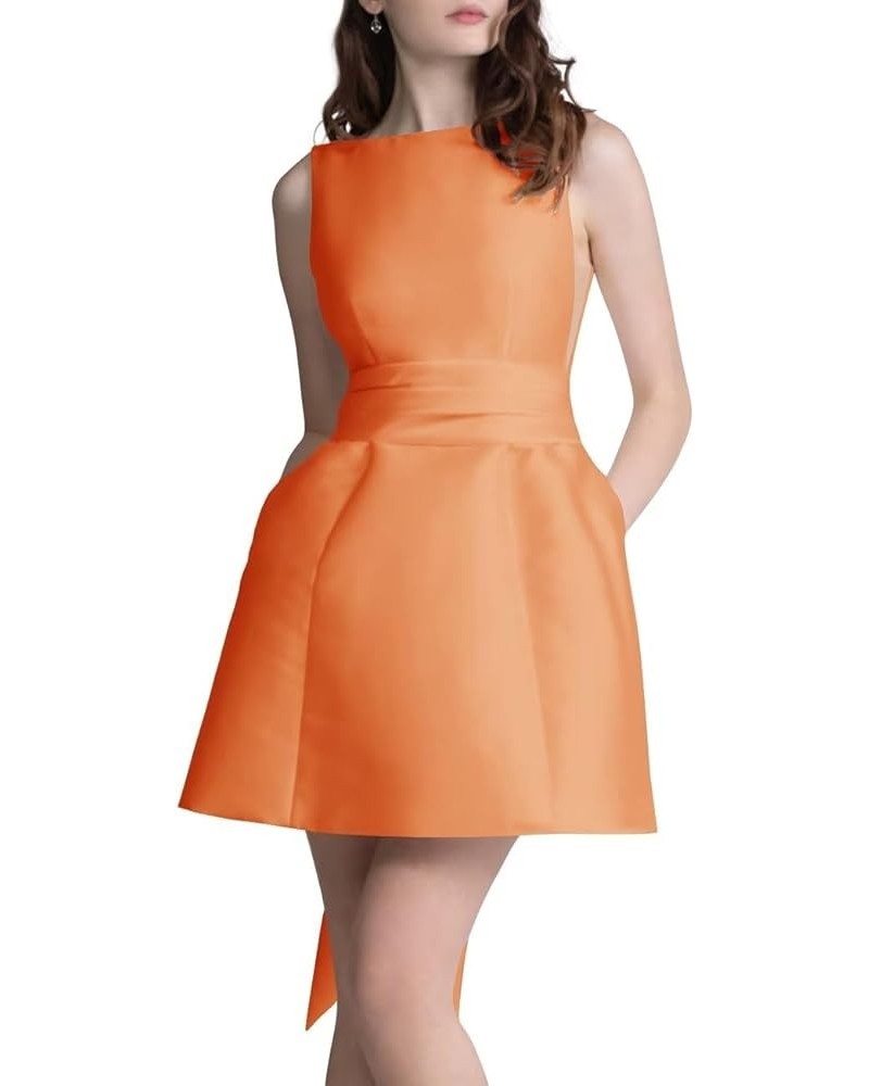 Sleeveless Satin Homecoming Dresses Cowl Neck Prom Dress Short A Line Formal Party Dresses Wedding Dess Short Orange $31.50 D...