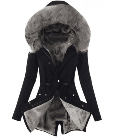Fall Winter Coats for Women Ladies Warm Thick Long Jacket Hooded Zipper Fashion Trendy Fleece Overcoat Outerwear 02-dark Gray...