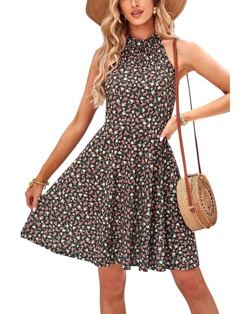 Women's 2024 Halter Neck Floral Summer Casual Sundress Floral-z35 $14.50 Dresses