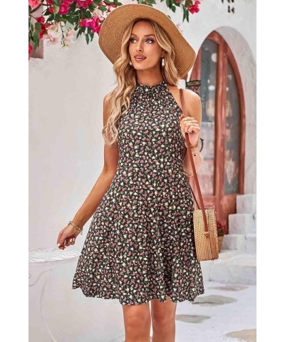 Women's 2024 Halter Neck Floral Summer Casual Sundress Floral-z35 $14.50 Dresses