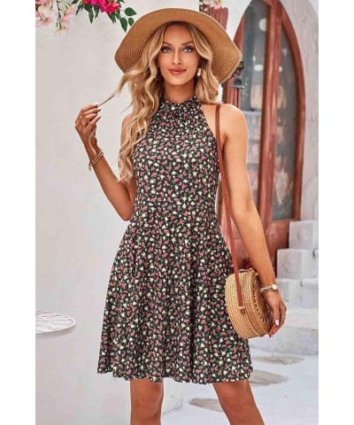 Women's 2024 Halter Neck Floral Summer Casual Sundress Floral-z35 $14.50 Dresses