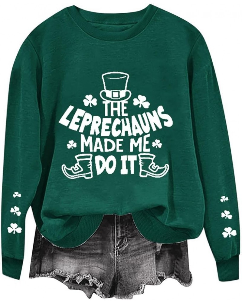 2024 St Patricks Day Sweatshirt for Women Long Sleeve Irish Shamrock Print Pullover Trendy Cute Graphic Sweatshirt Top Army G...