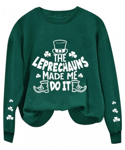 2024 St Patricks Day Sweatshirt for Women Long Sleeve Irish Shamrock Print Pullover Trendy Cute Graphic Sweatshirt Top Army G...