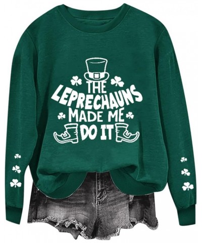 2024 St Patricks Day Sweatshirt for Women Long Sleeve Irish Shamrock Print Pullover Trendy Cute Graphic Sweatshirt Top Army G...