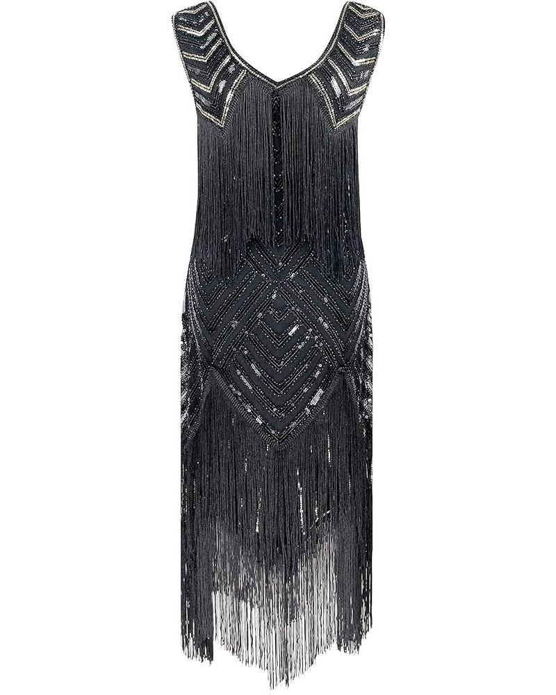 Women 1920s Flapper Dress Gatsby Sequin Vintage Wedding Formal Cocktail Dress Style 2 Black $16.05 Dresses