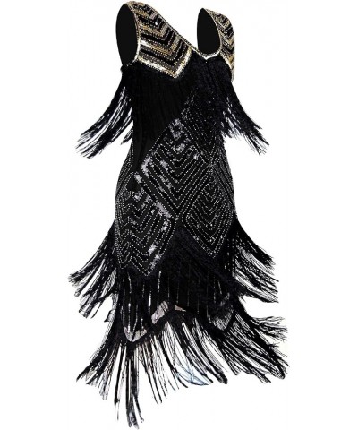 Women 1920s Flapper Dress Gatsby Sequin Vintage Wedding Formal Cocktail Dress Style 2 Black $16.05 Dresses