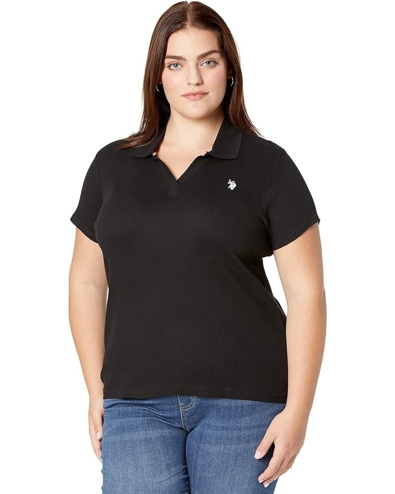 Y Rib Placket Polo Shirt Black $10.61 T-Shirts