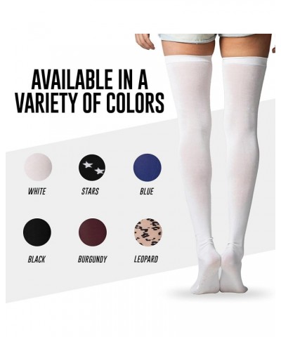 Cotton Extra-Long Thigh High | Lightweight Socks for Women (Small: Shoe Size 6-9) 2-pack Black & White $11.01 Socks