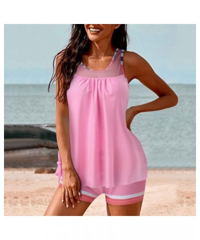 Tankini Bathing Suits for Women Two Piece, Side Knot Swim Tank Tops with Boyshorts Swimsuits, Modest Tankini Swimming Set Pin...