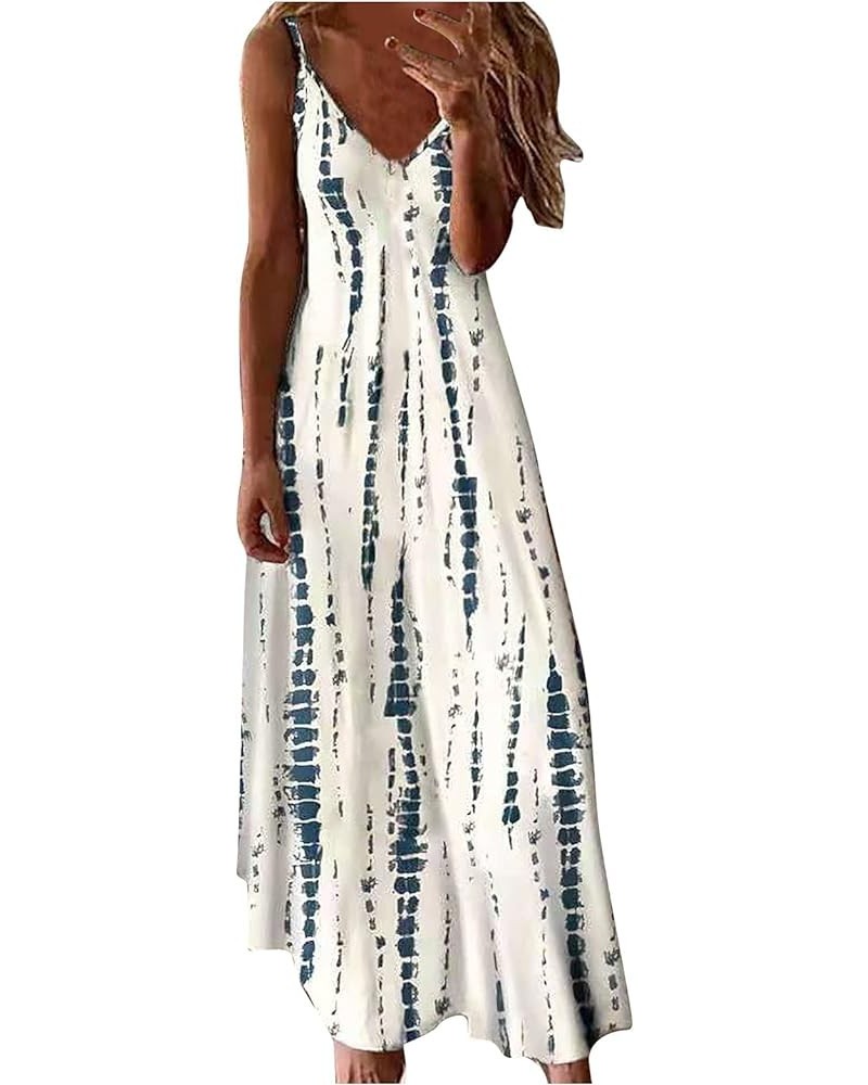 Women's Cute Summer Dresses Sleeveless Loose V-Neck Plain Maxi Dresses Casual Long Dress Short Dresses 2022 White $11.87 Dresses